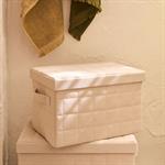 Panier de rangement pliable en tissu L33cm - beigePEYROLLES