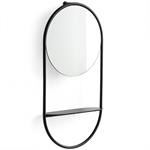 Miroir mural JUNO cadre métal noir avec étagère