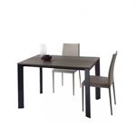 Table 6 couverts TEOREMA extensible 120 à 180cm pieds métal graphite plateau placage chêne gris