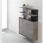 Compo bureau/table pliante TAVOLO 2 gris béton avec bibliothèque  3 chaises