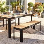Table de repas jardin en aluminium et teck - bois clair 