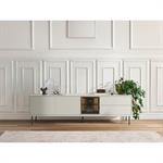 Meuble tv en bois de mangue blanc cassé 160x35x50 cm