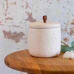 Boite déco en grès - blanc D11xH11cmALON