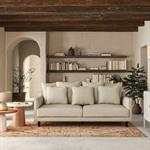 Canapé 4 places convertible matelas bultex en tissu mixte - beige alpillesLENITA