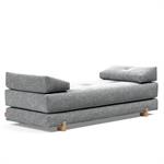 Méridienne design SIGMUND WOOD convertible lit 160x200 cm pieds chêne tissu Taura Slate Grey