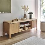 Meuble TV en chêne massif 2 portes - bois clairCALENDAU