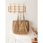 Sac shopping tissu indien fleuri vert olive