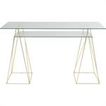 Bureau en verre et acier doré