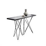 Table console extensible 6 couverts HERMES 140 cm pieds métal plateau stratifié noir carbone
