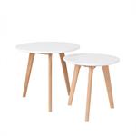 Set de 2 tables d'appoint en bois blanc