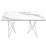 Table console extensible 6 couverts HERMES 140 cm pieds métal plateau stratifié marbre blanc