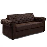 Canapé lit 3 places CHESTERFIELD Convertible Express 140cm sommier lattes microfibre Vintage