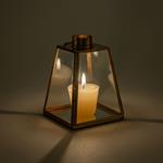 Lanterne miniature en verre et fer H14cm - doréOBERNAI