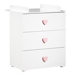 Commode à langer New Basic Boutons coeur rose