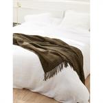 Plaid tissé vichy carreaux ocre / noir