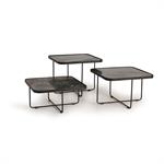 Set de 3 tables d'appoint en marbre et métal