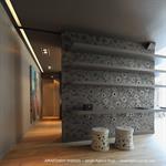 Îlot de séparation recouvert de papier peint