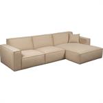 Canapé grand angle droit fixe en velours côtelé azores - taupeKUBO