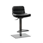 Ozzio MORRIS Tabouret de bar en Cuir Graphite  et Métal