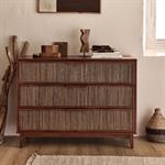 Commode 3 tiroirs en acajou L120cm - bois foncéCOCOON