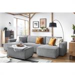 Pouf NIHAD velours côtelé gris clair   BOBOCHIC