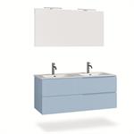Meuble de salle de bain 5 pièces double vasque en MDF bleu Tiffany