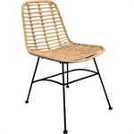 Lot de 2 chaise en rotin tressé et acier - naturel 