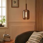 Suspension en laiton et globe en verre fumé D22cm - doréJOANET