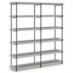 Bibliothèque ouverte LIBRA cadre métal 6 étagères mélaminé gris