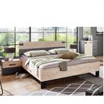 Lit style industriel VERNON 160 x 200 cm pin argenté vieilli et graphite