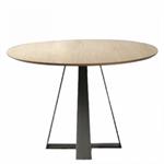 Table repas PRISMA 6 couverts 105 x 105 x 76 cm pied métal noir plateau chêne