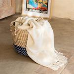 Plaid à frange en tissu effet crocheté - blanc écru 130x170cmTRAMONTI