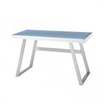 Bureau TODO 2  blanc mat plateau verre avec LED piétement acier brossé