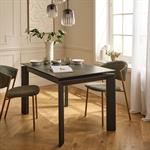 Table de repas extensible en céramique et verre trempé - noir 