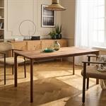 Table de repas fixe en noyer massif - bois foncé 