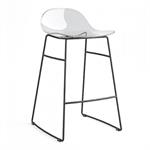 Tabouret ACADEMY structure métal assise plastique transparent