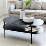 Table basse en métal forme organique asymétrique - noir L112xH40cmCAROUBE