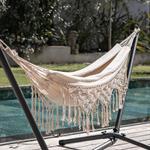 Hamac en coton avec finition en macramé - blanc ventouxZUTA