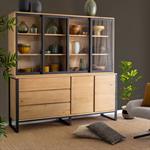 Vitrine en pin massif et métal L180xl40xH100cm - bois clairENDOUME