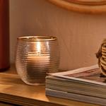 Photophore strié en verre D9cm - transparentSOLIAS