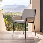 Lot de 2 chaise de jardin rembourrée avec accoudoirs en acier et tissu - beige 