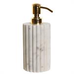 Distributeur de savon en marbre blanc et métal doré 8x8x20cm