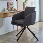 Chaise pivotante avec accoudoirs en tissu - noirCAMARGUE