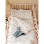 'Housse de couette bébé gaze de coton bio Baby Gaufrée'' ivoire/ fleuri'''