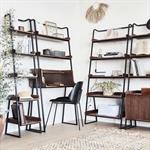 Etagère 5 tablettes plaquée noyer et métal noir - L80cmESTANIER