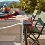 Lot de 2 chaise de jardin pliante acier et toile plastifiée - vert cèdre 