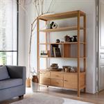 Bibliothèque en chêne avec 2 tiroirs et 2 placards - bois clairEZE