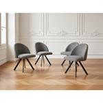 Lot de chaises LALIE tissu texturé et pieds étoile gris foncé   BOBOCHIC