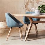 Lot de 2 chaise en tissu avec accoudoirs et piétement naturel - vert cèdre 