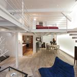 Le mur lumineux éclaire toutes les pièces du loft